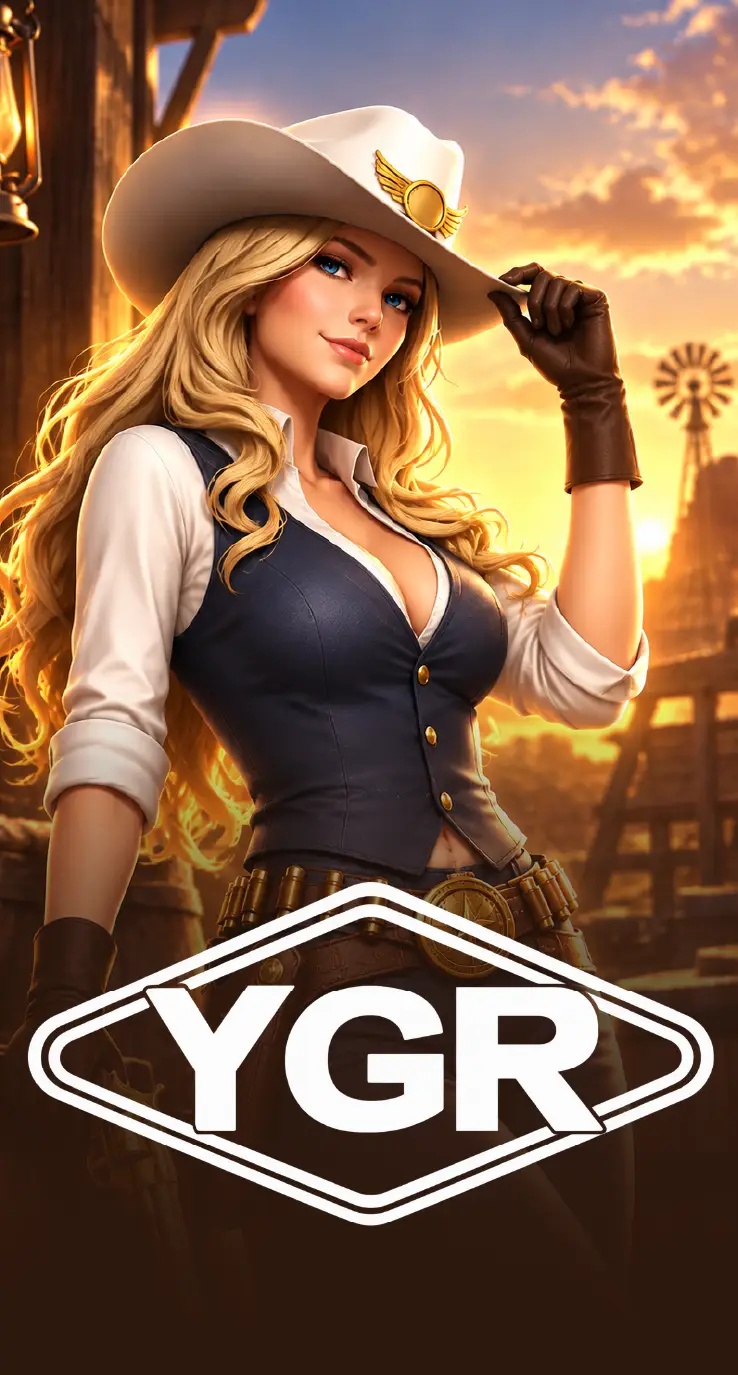 YGR gold rush cowgirl slot character illustration